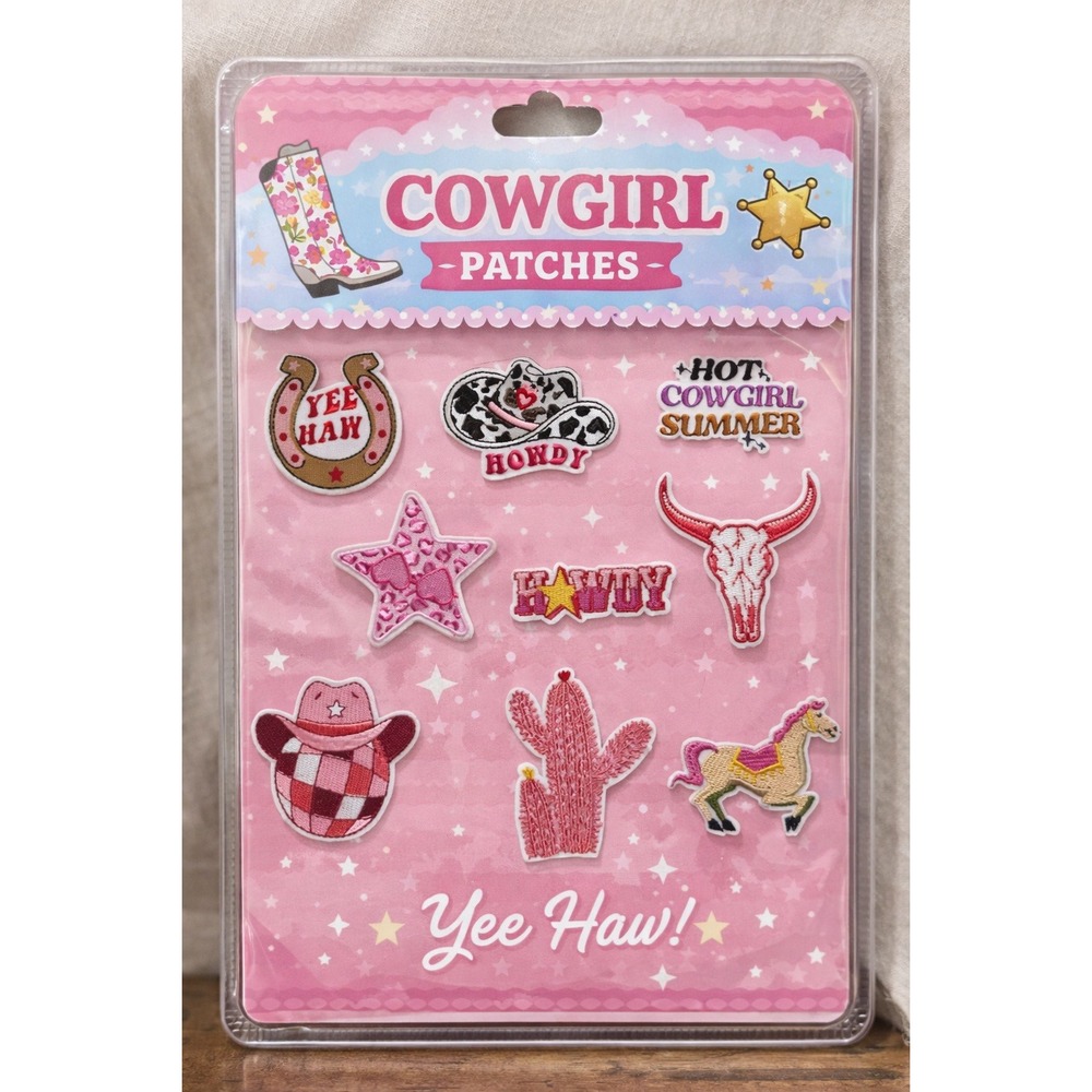 9pc Cowgirl Western Embroidered Patch Set‎ Yee Haw Howdy Pink Coastal Cowgirl